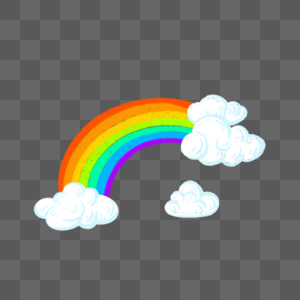 彩色彩虹白色云朵水彩天气剪贴画图片