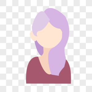 紫色头发漂亮女士卡通人物图标图片