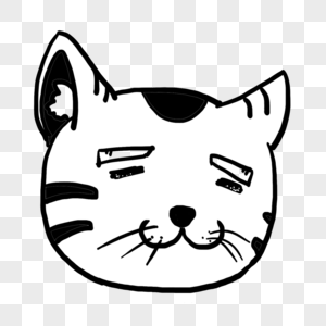 卡通猫咪头像创意黑白单色涂鸦图片