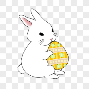 复活节抱着彩蛋的小白兔图片