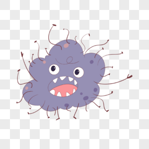 紫色卡通可爱表情细菌图片