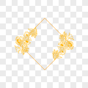 金线花卉婚礼花边菱形边框图片
