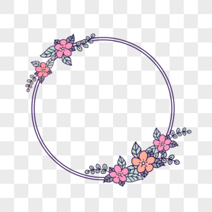 春季可爱花卉圆形边框图片