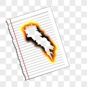 燃烧火焰白色笔记本纸撕纸图片