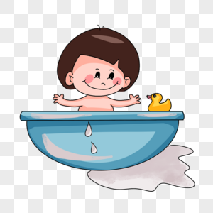 卡通可爱的婴儿淋浴鸭游泳图片