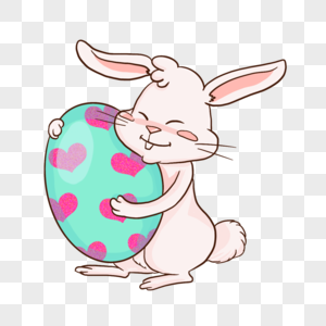 复活节兔子和心形花纹彩蛋图片