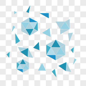 蓝色三维数字技术格子多边元素图片