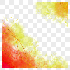 红黄晕染水彩边框图片