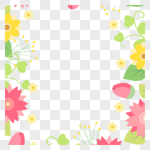 绿色爱心叶子春季花卉边框图片