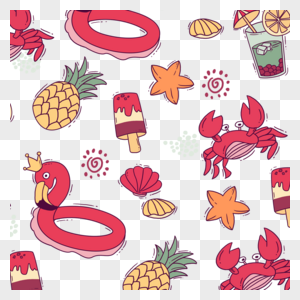 卡通海滩水果玩具海星背景高清图片