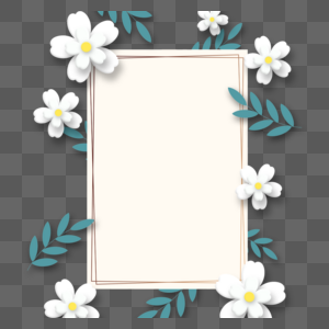 花朵剪纸绿色边框图片
