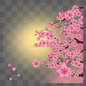 春天桃花朵朵开光效阳光图片