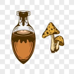 瓶子里的和蘑菇高清图片