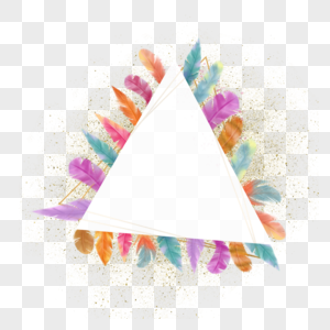 三角形彩色羽毛边框图片