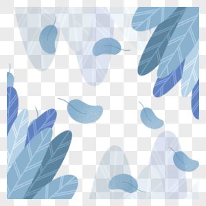 冬季蓝色树叶冬季植物边框图片