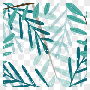 绿色树叶手绘水彩叶子冬季植物边框图片