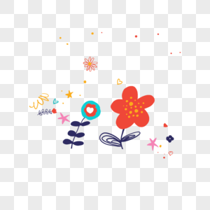 小红花可爱简单插画图片
