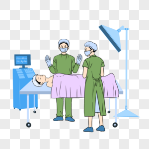 外科绿色医生手术医疗卡通图片