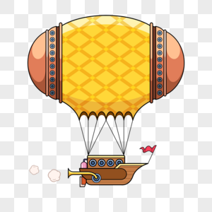 蒸汽热气球卡通黄色图片