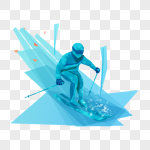 滑雪运动员蓝色抽象风格图片
