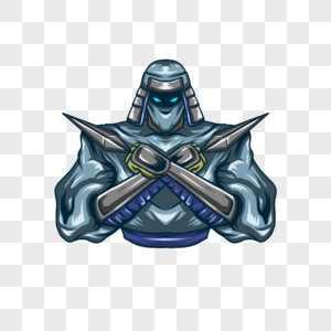 忍者刺客游戏徽标蓝灰色服装图片