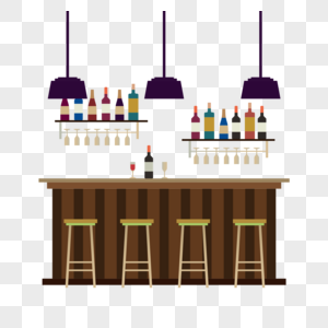酒吧柜台现代风格插画图片