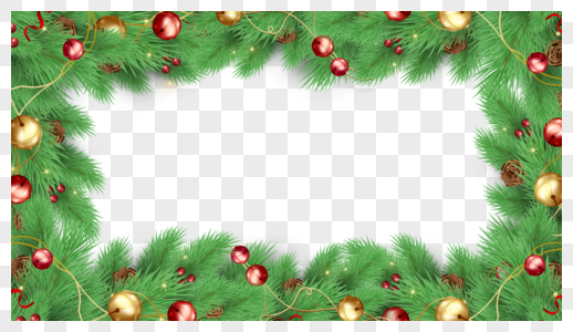 圣诞节绿叶松枝圣诞圆球边框图片