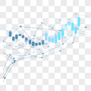 股票k线图上升趋势商业投资蓝色几何线条蜡烛图图片