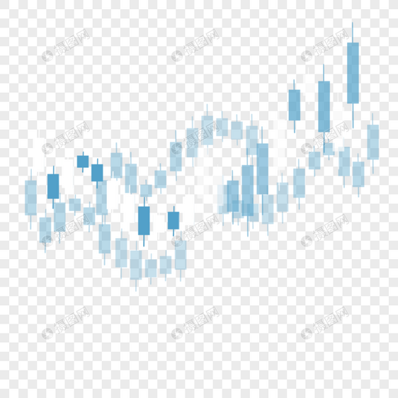 股票k线图上升趋势商业投资市场蓝色蜡烛图图片
