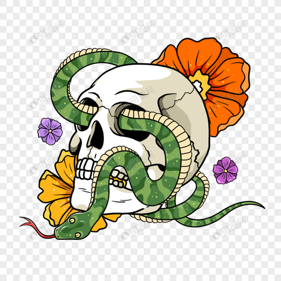 蛇插画风格绿色图片