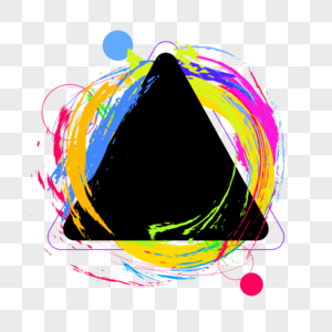 笔刷渐变彩色圆点三角形边框图片