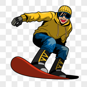 运动的男人单板滑雪卡通图片