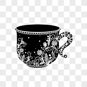咖啡杯抽象黑白花纹图形高清图片