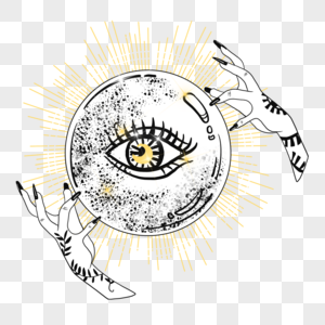 魔法水晶球波西米亚风格黄色光芒图片