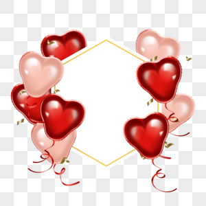 情人节爱心气球红色质感边框图片