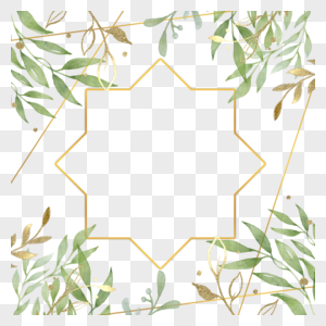金箔树叶婚礼自然植物边框图片