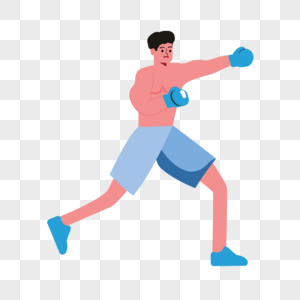 拳击运动蓝色短裤人物插画图片