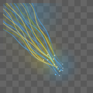 抽象渐变黄色蓝色曲线电缆光纤光效图片