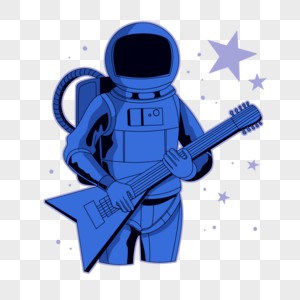 宇航员玩吉他星星插画图片