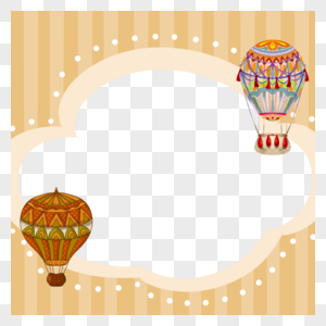 热气球云朵卡通黄色边框图片