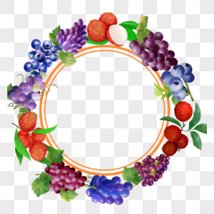 葡萄水果边框水彩图片