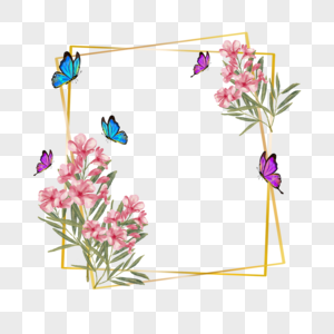 花卉边框蝴蝶水彩风格彩色图片