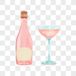 香槟水彩风格粉色图片