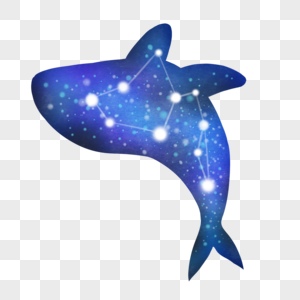 鲸鱼水彩风格紫色星空效果图片