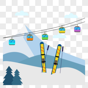 冬季滑雪运动吊篮雪橇板图片
