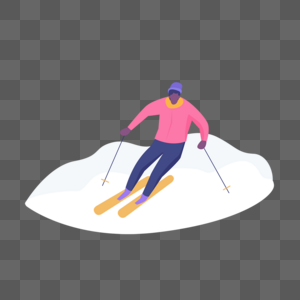 滑雪运动比赛人物扁平风格插画图片