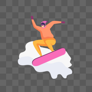 滑雪板比赛运动员扁平风格插画图片