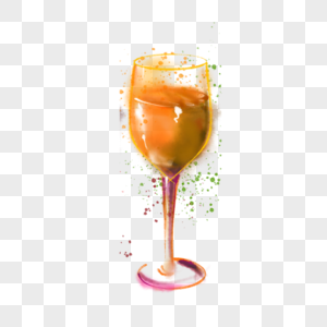红酒杯橙色美酒溅射效果图片