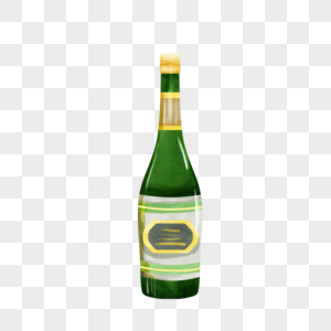 绿色水彩香槟玻璃瓶子图片