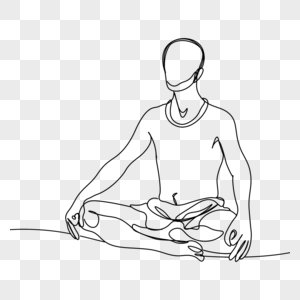 瑜伽冥想线条画男生艺术图片